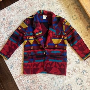 GSL Vintage Blazer Jacket Tribal Aztec Print - Medium